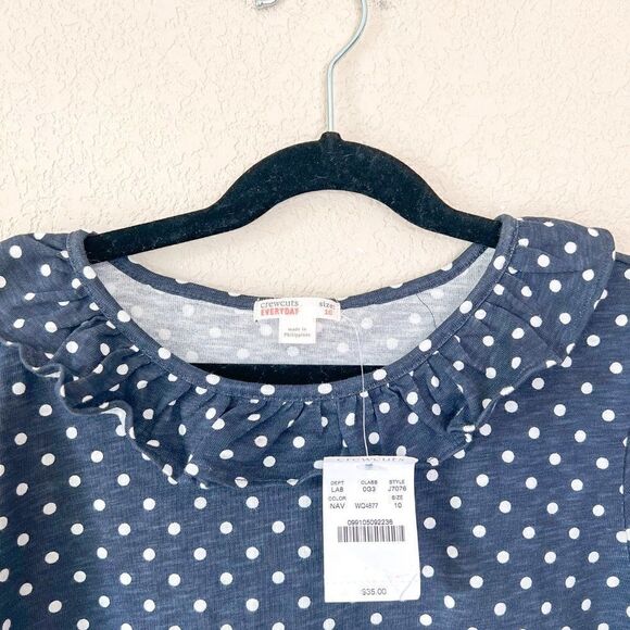 NWT! Crewcuts Polka Dot Ruffle Shirt, Size 10 - Picture 3 of 4
